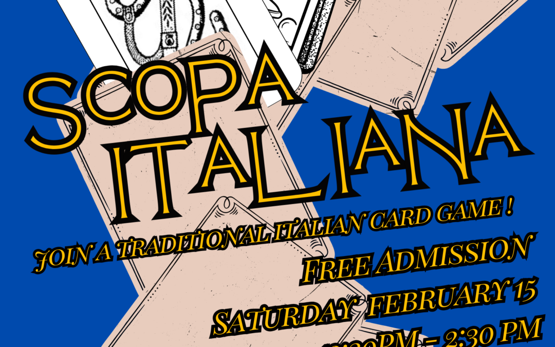 Next Scopa events Feb 15 & Mar 15